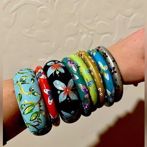 Hand painted wooden bangles